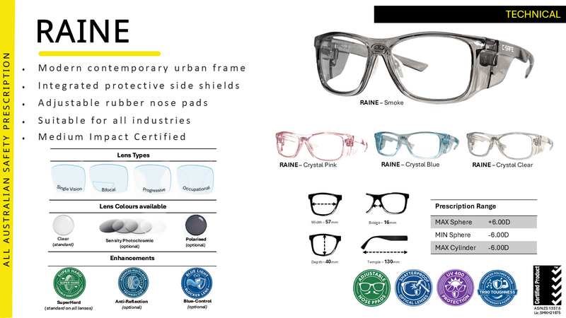 C-Safe RAINE Prescription Safety Glasses