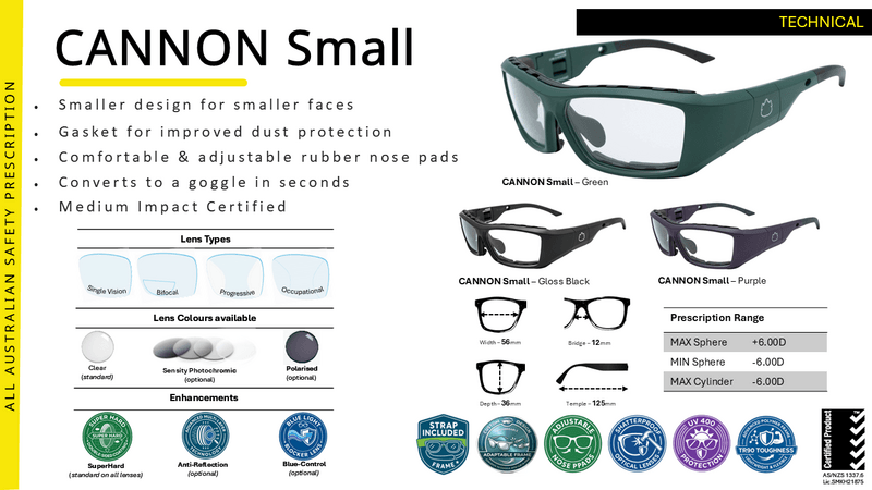 Ugly Fish CANNON Small (with foam gasket) Prescription Safety Glasses