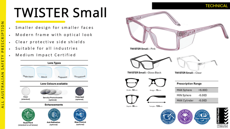 Ugly Fish TWISTER SMALL Prescription Safety Glasses