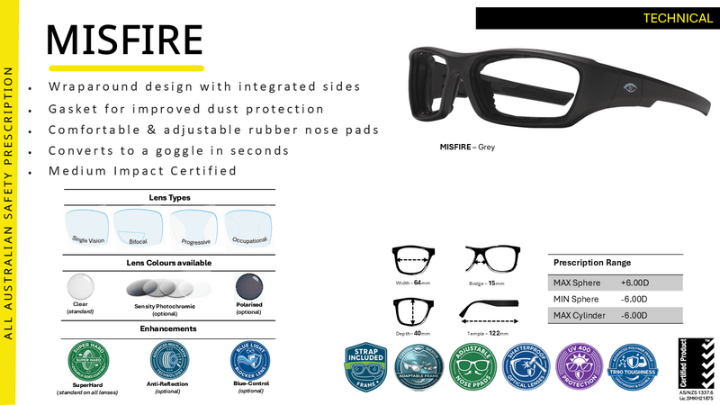 SafeVision MISFIRE Prescription Safety Glasses