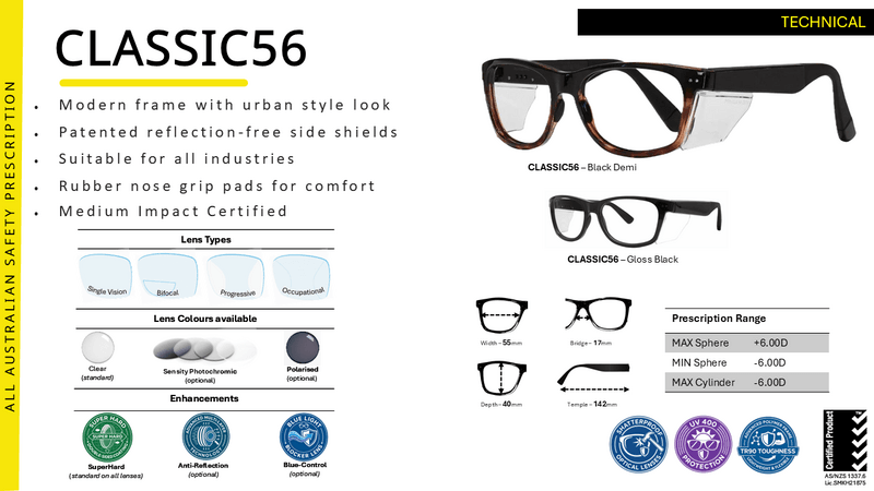 PENTAX Classic 56 Prescription Safety Glasses