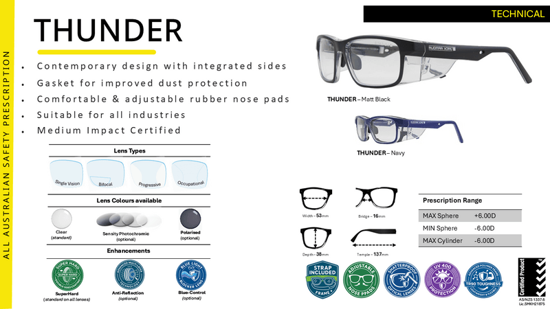 Jack Armour THUNDER Prescription Safety Glasses