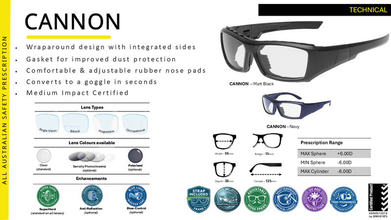 Ugly Fish CANNON (with foam gasket) Prescription Safety Glasses