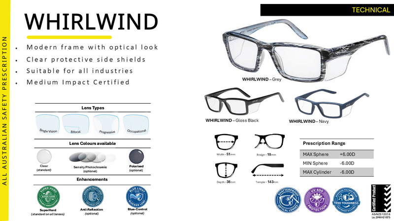 Ugly Fish WHIRLWIND Prescription Safety Glasses