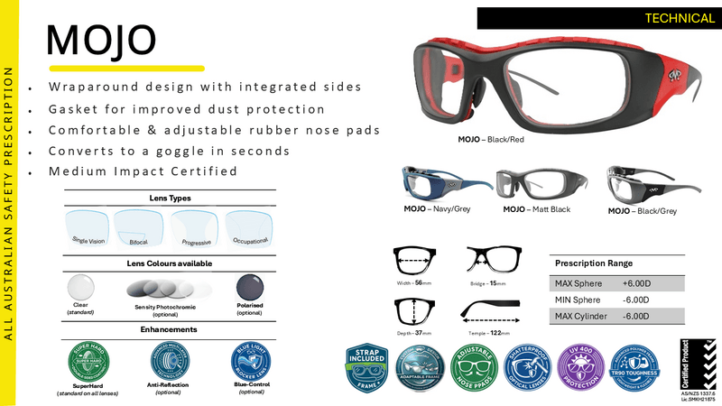 Matador MOJO (with foam gasket) Prescription Safety Glasses