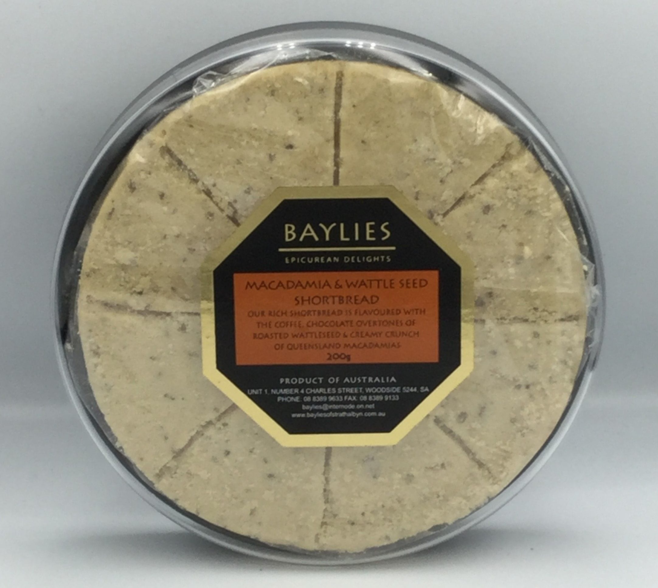 Baylies Macadamia & Wattleseed Shortbread Boxed 200g