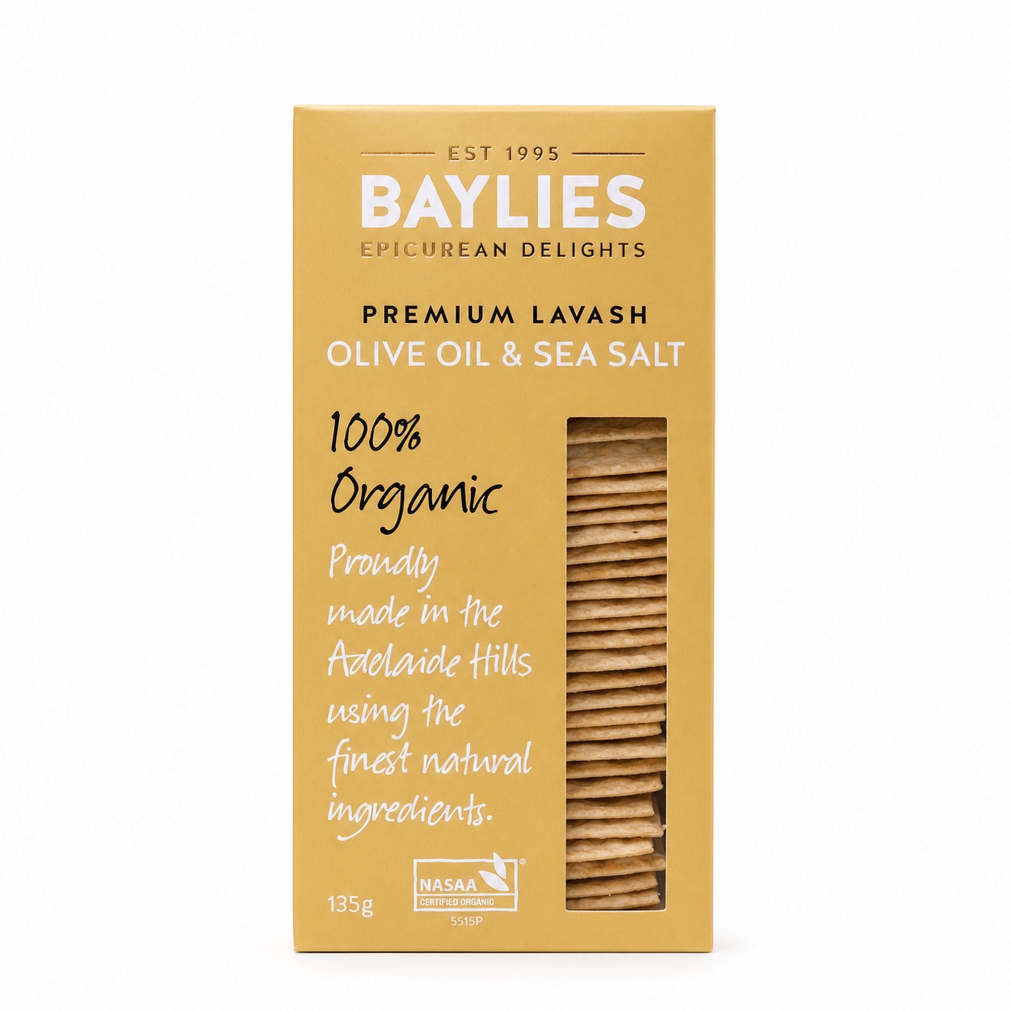 Baylies Organic Lavash Olive Oil & Sea Salt 135g
