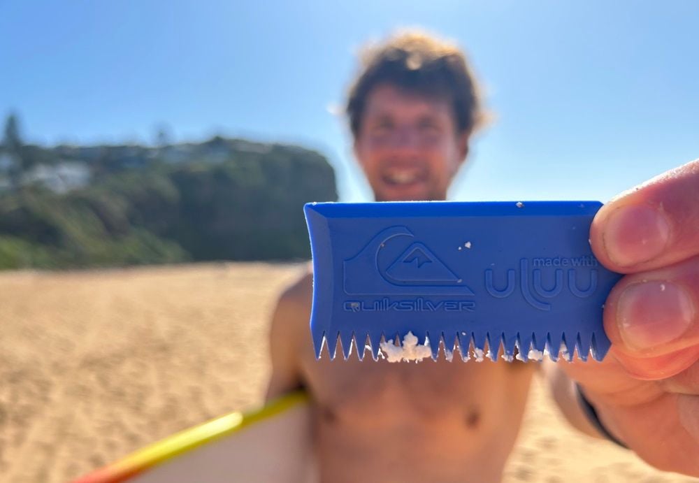 Quiksilver at the start of the wave for Uluu plastic alternative made of seaweed