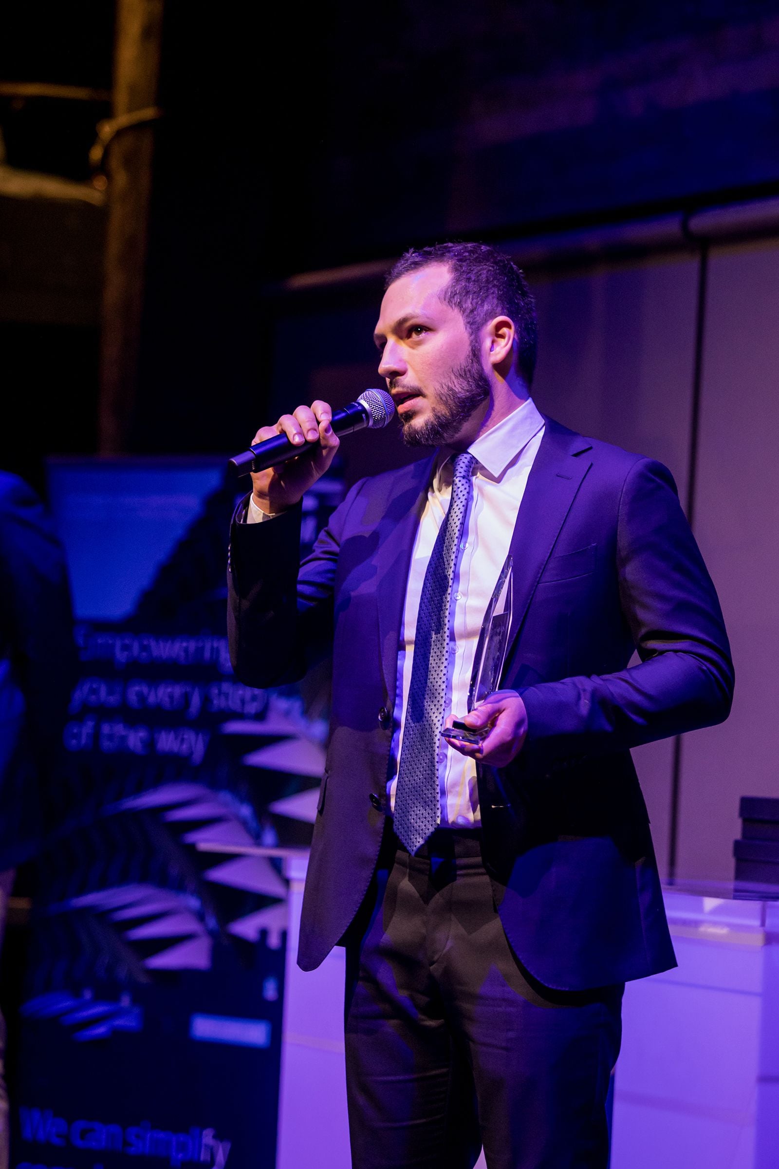 2025 Sydney Young Entrepreneur Awards Gala dinner Winners accepting trophies on stage at the 2025 Sydney Young Entrepreneur Awards