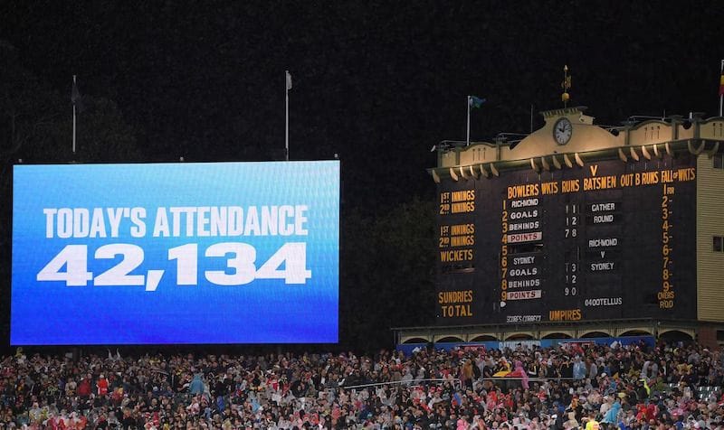The final crowd attendance for Richmond v Sydney in Gather Round