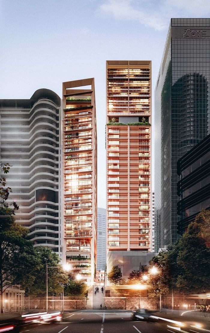 Artist's impression of GURNER's planned development at 189 Kent Street, Sydney.