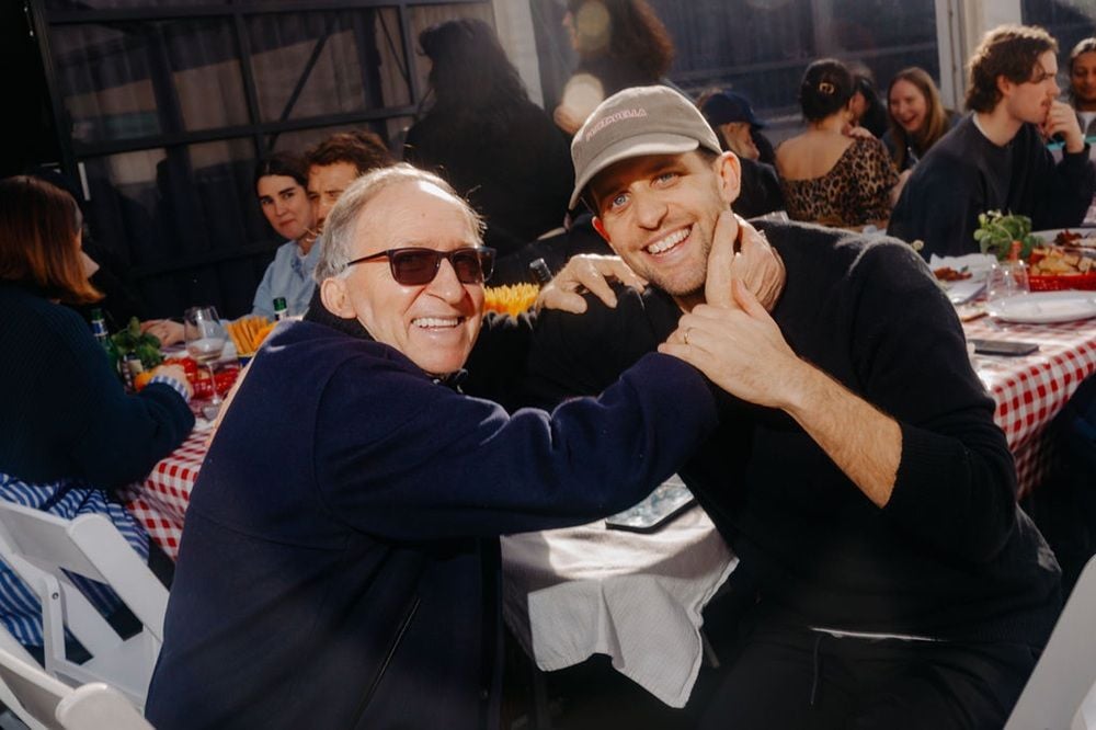 Bolster and Linktree co-founder Anthony Zaccaria (right) with his father who started a tradition of Monday lunches at Bolster.