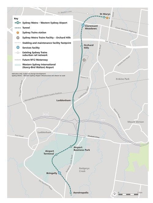 Station locations revealed for Western Sydney Airport metro project