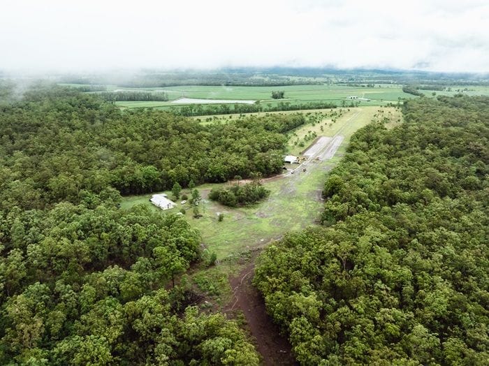 Aerial view of Aquila development site. Miller says the project includes 50ha that cannot be developed, but will include walking trails connecting to the Ferguson State Forest.