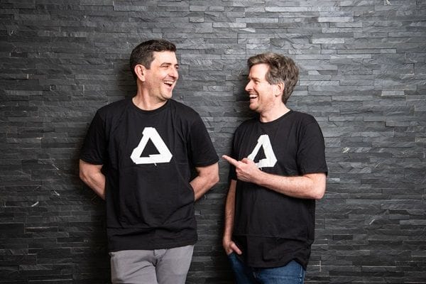 Affinity CEO Ash Hewson (left) with Canva's head of Europe, Duncan Clark.