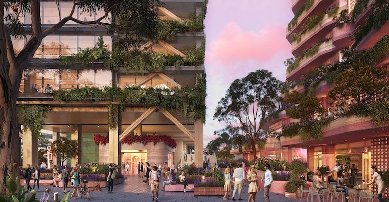Artist's impression of how the precinct will look opposite the Metro station