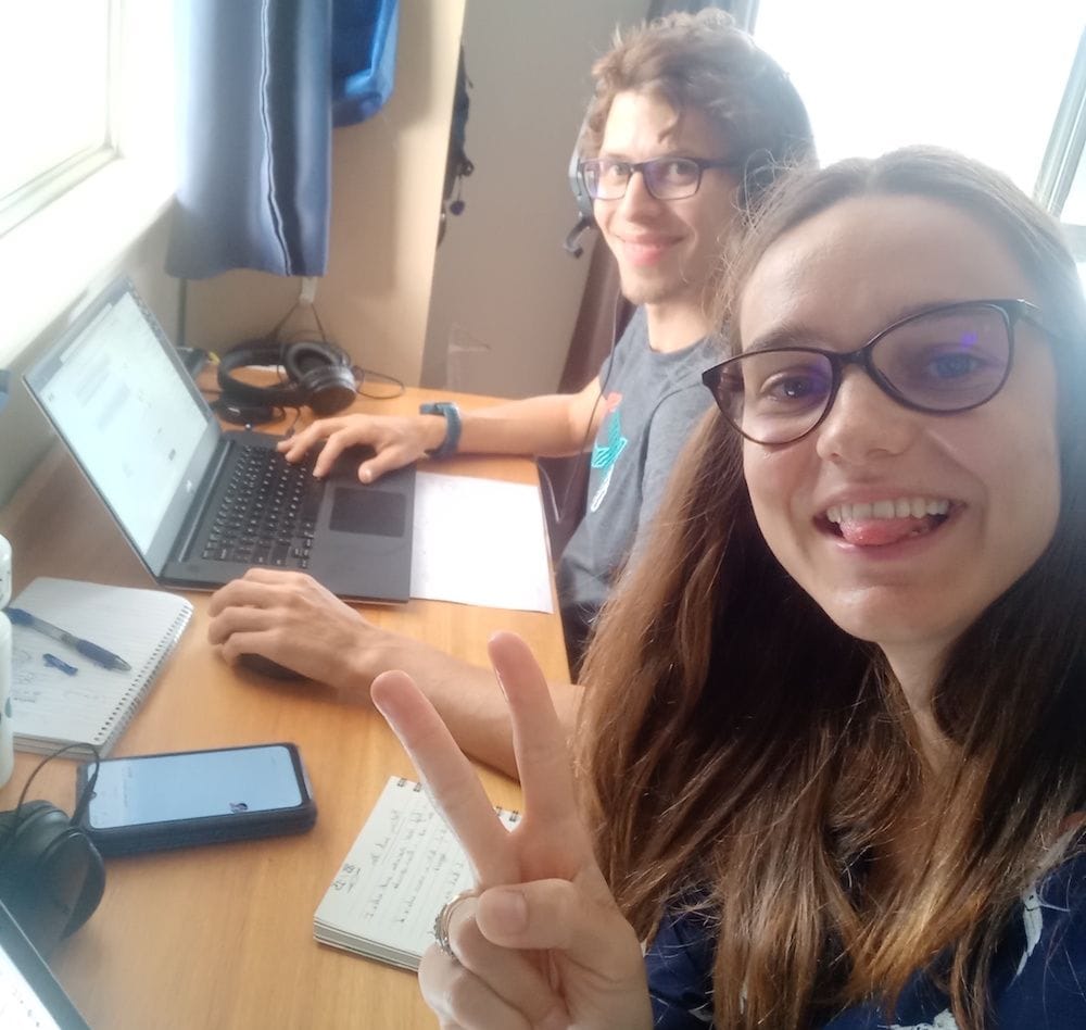 Bertrand Caron and Camille Socquet-Clerc working side-by-side.