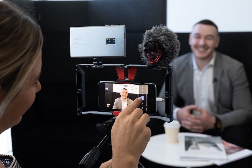 Capturing footage using the Wrappt smartphone app.