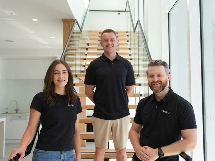 (L-R) Devika's head of channel Sabrina Venish, founder and managing director Ken Kencevski, and head of product and services Byron Papanikolaou.