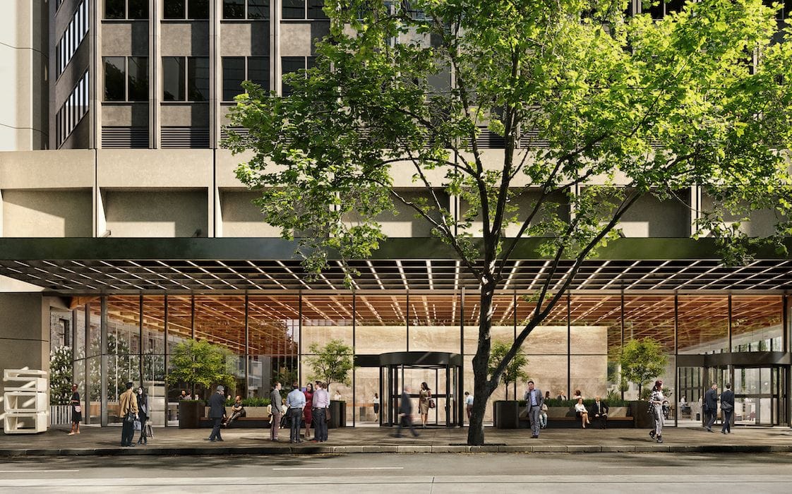 Artist impression of entrance to 500 Bourke Street redevelopment. 