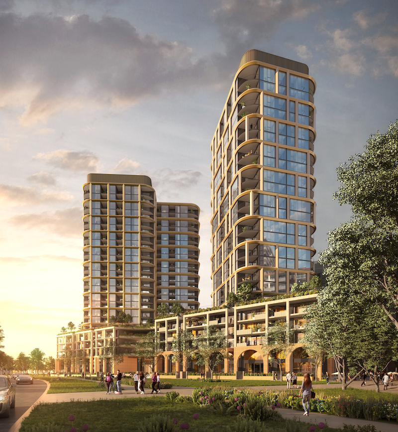 Render of Brookfield's proposed $400 million dual-tower project in Brisbane's Hamilton