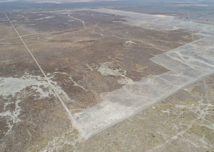 Aerial photo of the stripping of nursery ponds at Legune Station, published in October by Seafarms.