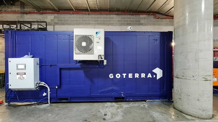 A Goterra MIBS (modular infrastructure for biological services) installed at Barangaroo, Sydney.