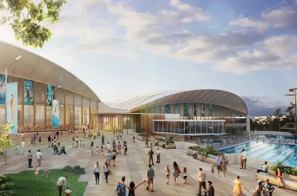 Render of the National Aquatic Centre. Source: Delivering 2032 and Beyond.