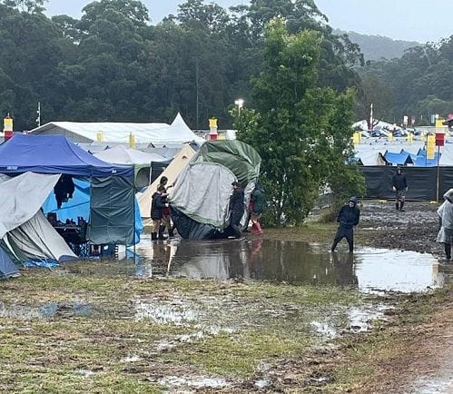 Flooded tents at Splendour in the Grass.