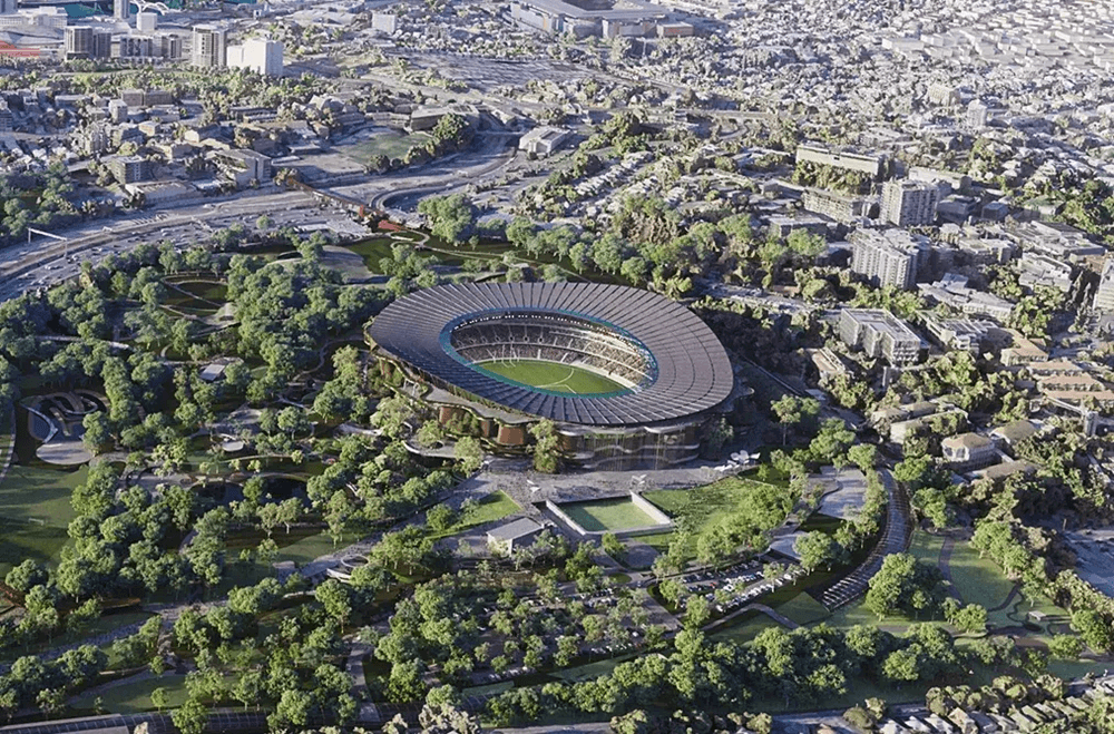 Render of the Victoria Park Stadium. Source: Delivering 2032 and Beyond.