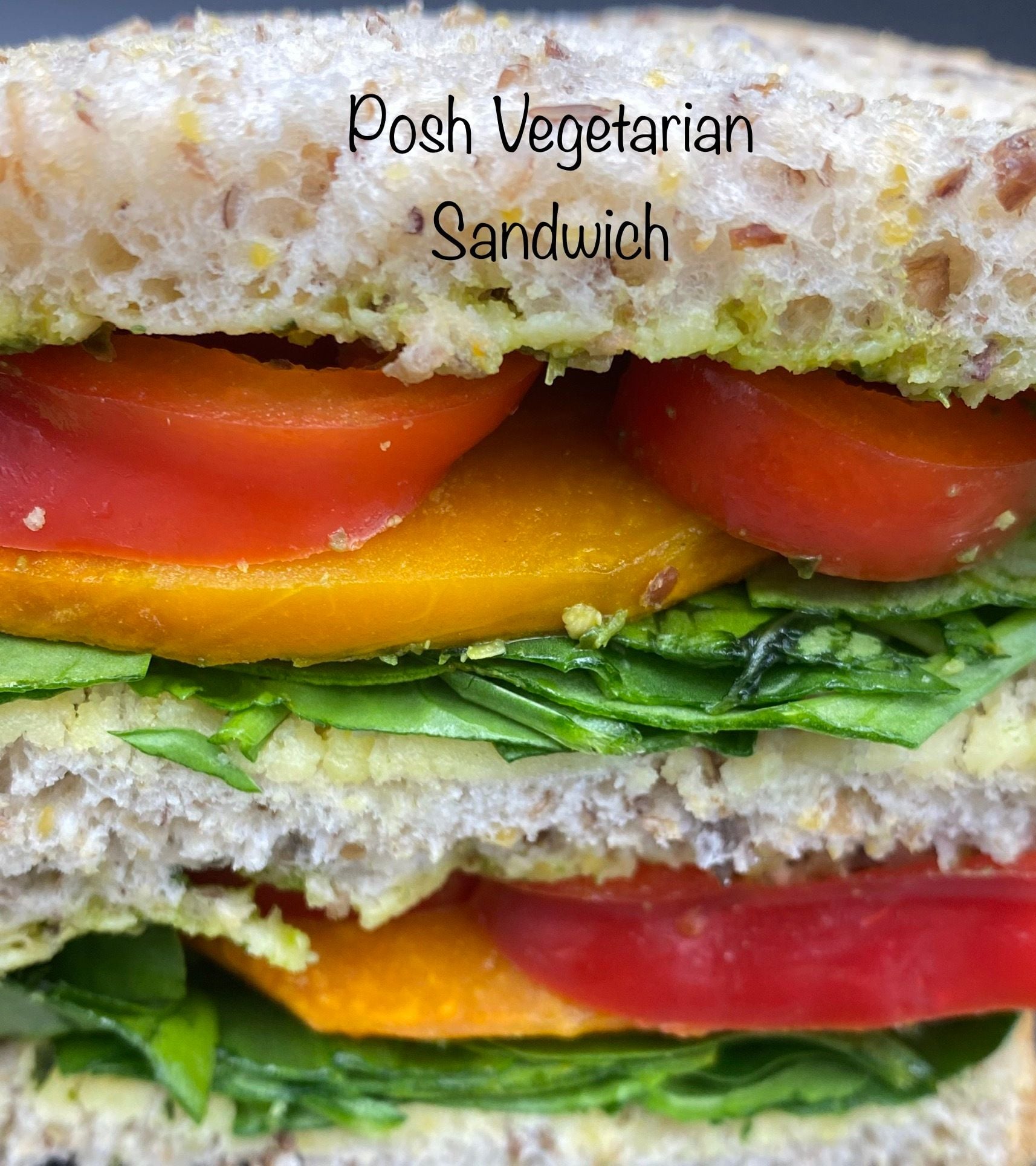 Posh Veggie Sandwich - Full (Roasted Pumpkin, Red Pepper, Pesto and Mayo)