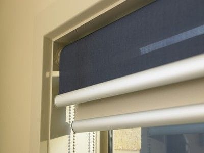 Day/Night or dual roller blinds where two blinds within one window - one light screen blind for day and one blockout blind