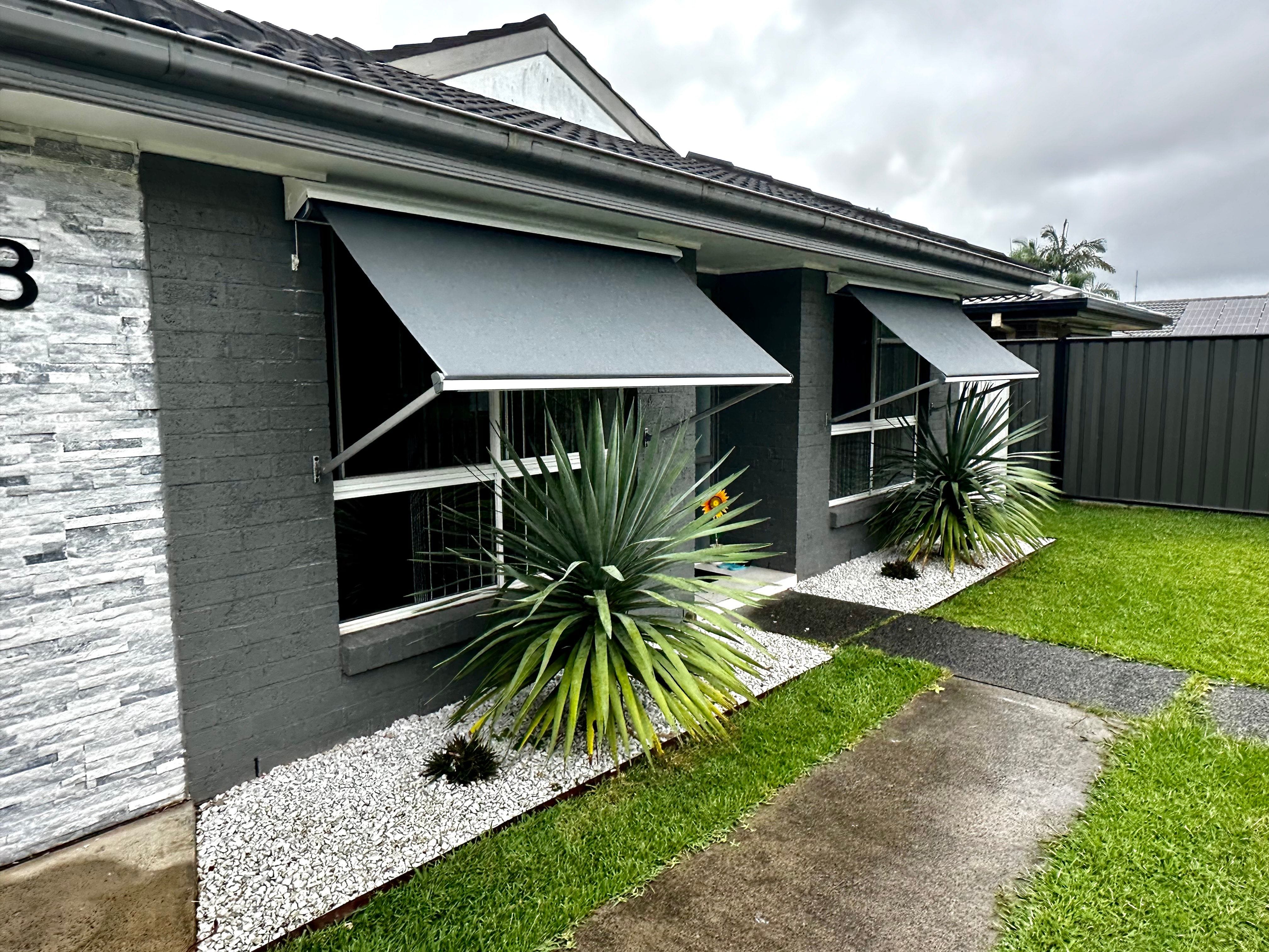 Standard pivot arm awnings can be motorised or operated with a role and reel, crank handle or internal winch