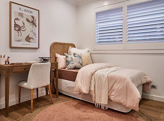 Shutters in bedroom window