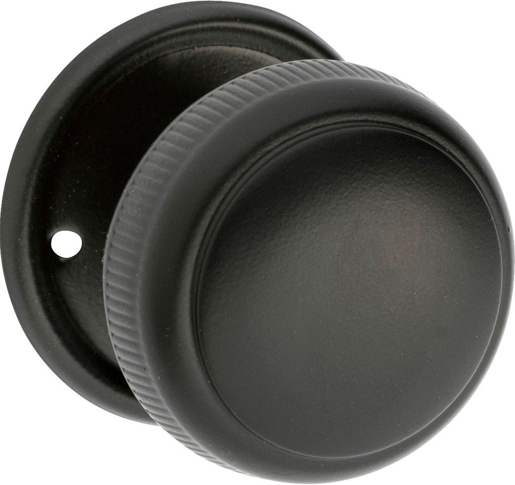 Mortice Knob Large Milled Edge Matt Black