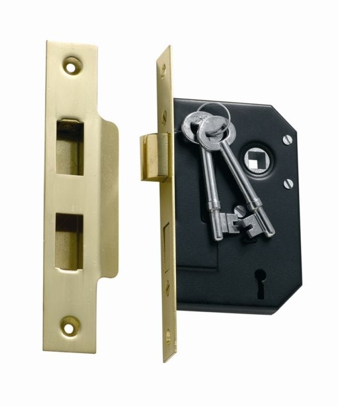 3 Lever Mortice Lock Polished Brass 44mm