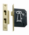 3 Lever Mortice Lock Polished Brass 57mm