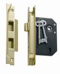 Rebated 3 Lever Mortice Lock Polished Brass 57mm
