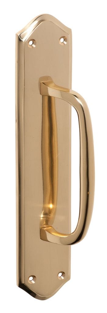 Offset Pull Handle on Backplate Polished Brass