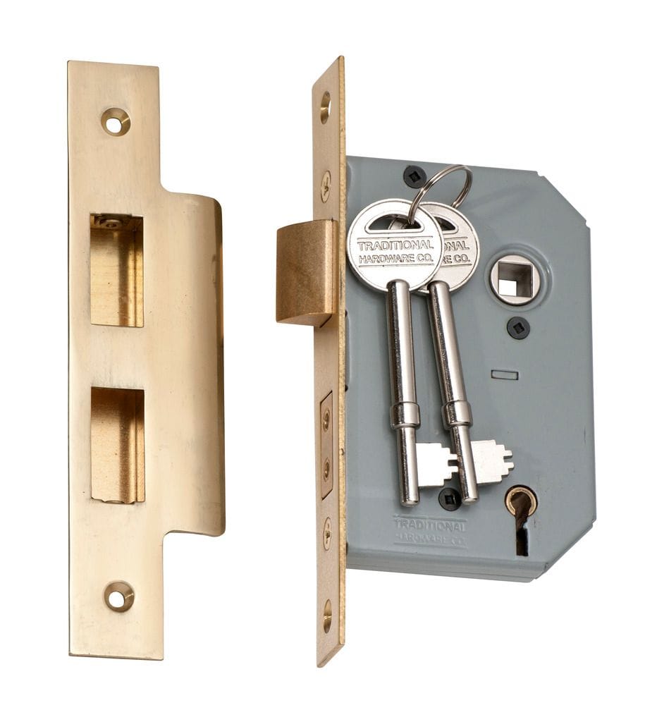 5 Lever Mortice Lock Polished Brass 46mm