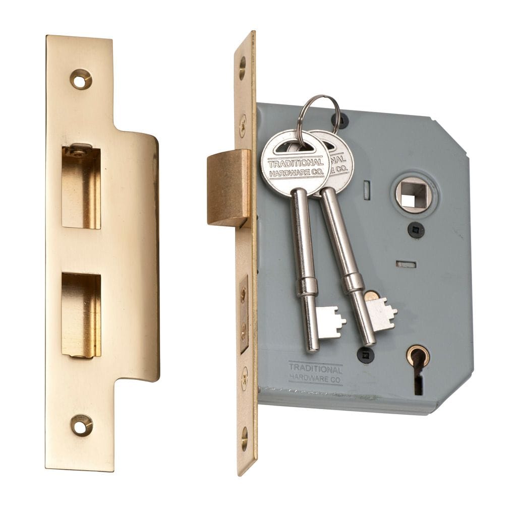 5 Lever Mortice Lock Polished Brass 57mm
