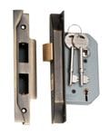 Rebated 5 Lever Mortice Lock Antique Brass 46mm