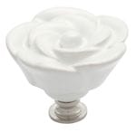 Flower Knob Ceramic White/Chrome 50mm