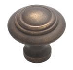 Cupboard Knob Domed Antique Brass 25mm