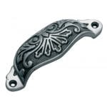 Drawer Pull Ornate Cupped Polished Metal