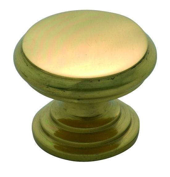 Cupboard Knob Flat Polished Brass 25mm