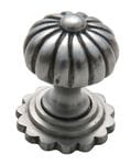 Cupboard Knob Fluted with Backplate Polished Metal 32mm