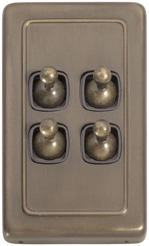 Switch - Toggle 4 Gang Antique Brass/Brown