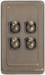 Switch - Toggle 4 Gang Antique Brass/Brown