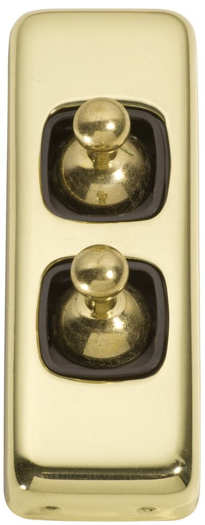 Switch - Architrave - Toggle 2 Gang Polished Brass/Brown